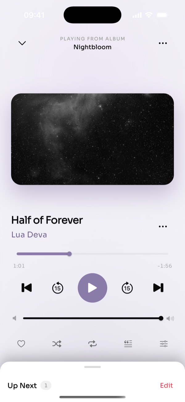 musiky Now Playing screen