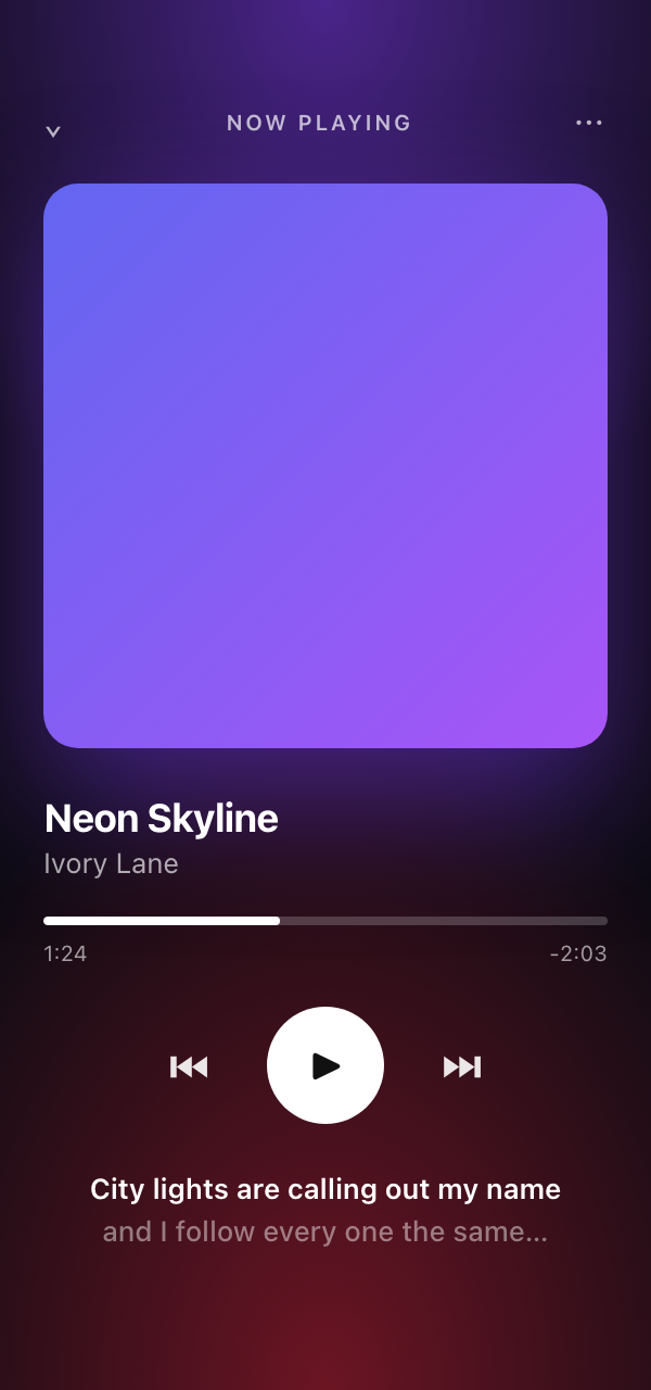 musiky Now Playing screen